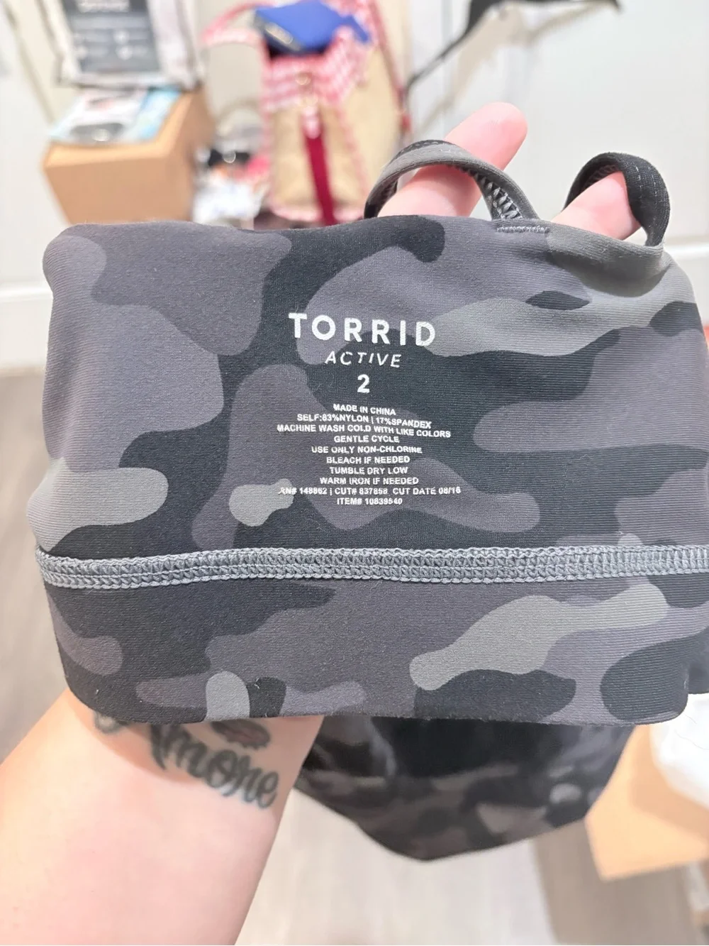 Torrid-Size 2-Strappy Camouflage Sports Bra - Gray Camo